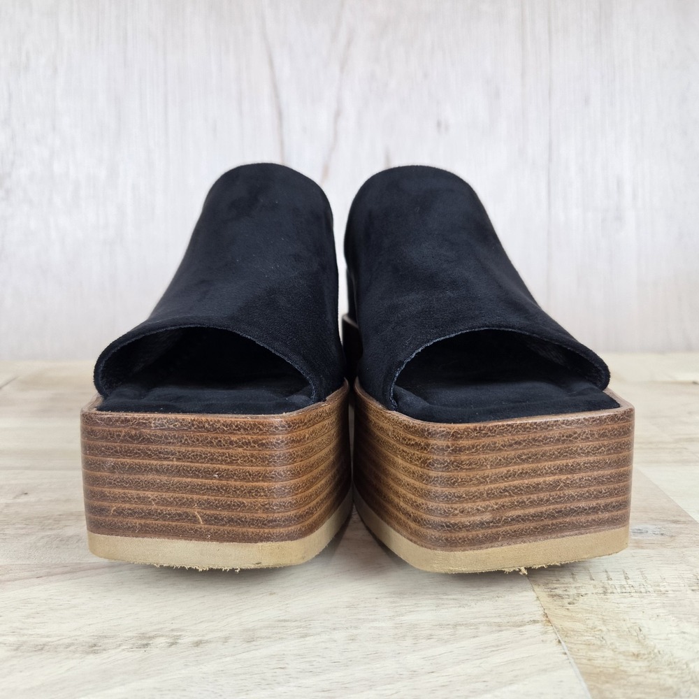 SHUSHOP Karlie Womens Black Suede Platform Slide Sandals Open Toe Slip-On Sz 7.5 - Picture 8 of 10